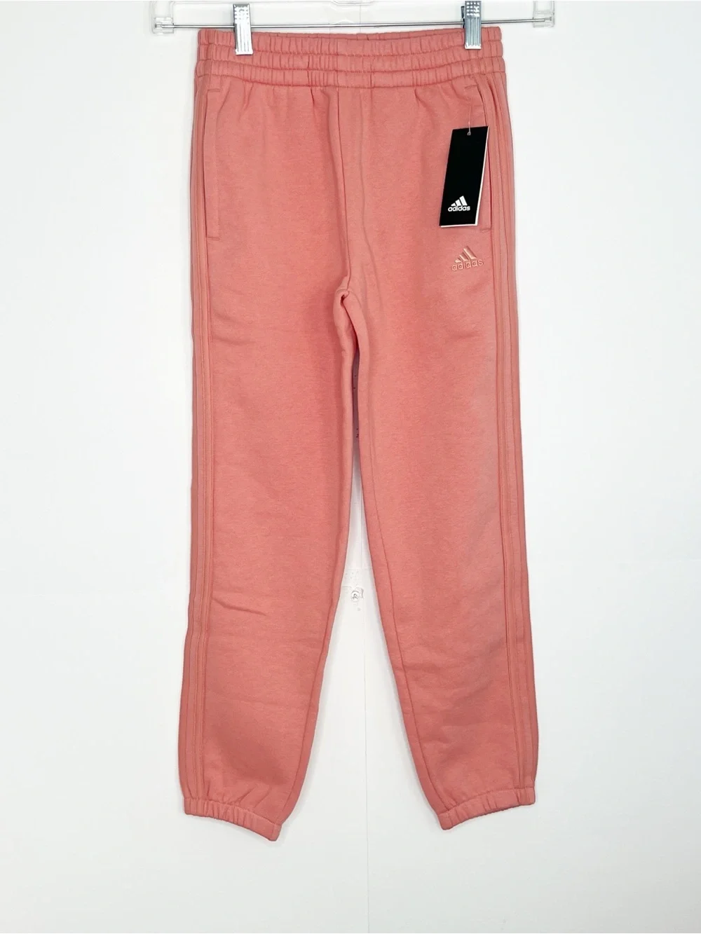 Adidas Kids Essential 3 Stripe Fleece Joggers Size Medium (10/12)